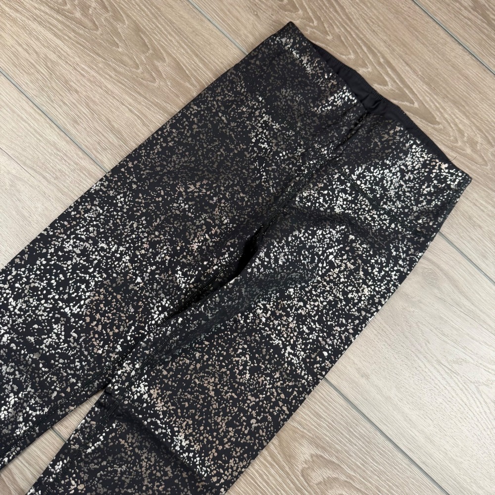 Sweaty Betty Womens Full Length Leggings Metallic Speckle Black Silver S